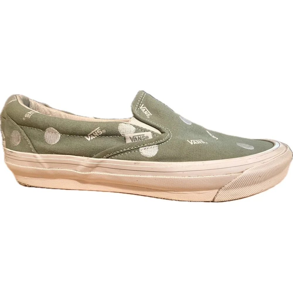 Vans Vault OG Classic Slip-On LX Green Embroidered Polka Dot Logo Mens 10